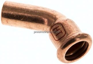 Pressfitting, 45° Bogen, 15mm i/a, Kupfer / Kupferlegierung