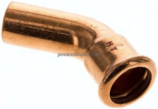 Pressfitting, 45° Bogen, 22mm i/a, Kupfer / Kupferlegierung