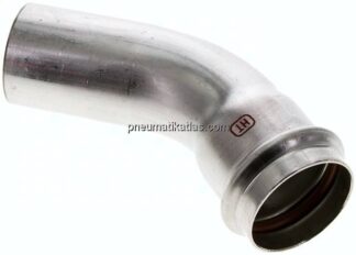 Pressfitting, 45° Bogen, 42mm i/a, Edelstahl