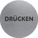 Edelstahl-Piktogramm, Ø 65 mm, Drücken