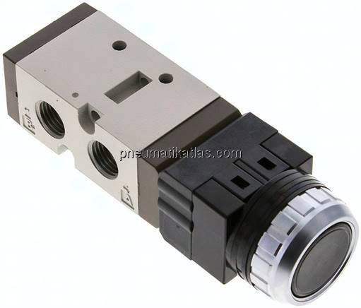 5/2-Wege Ventil G 1/4", Drucktaster schwarz