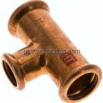 Pressfitting, T-Stück, 22x18mm innen, Kupfer / Kupferlegierung