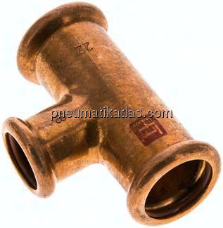 Pressfitting, T-Stück, 22x18mm innen, Kupfer / Kupferlegierung