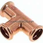 Pressfitting, T-Stück, 22mm innen, Kupfer / Kupferlegierung