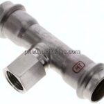 Pressfitting, T-Stück, 22mm, Rp 1/2" IG, 1.4404