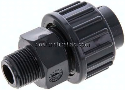 Klebe-/Gewindeverschraubung, PVC-U/ FKM, 16mmxG 3/8" AG