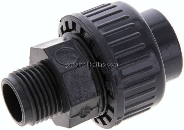 Klebe-/Gewindeverschraubung, PVC-U/ FKM, 20mmxG 1/2" AG