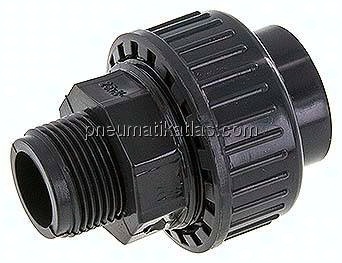 Klebe-/Gewindeverschraubung, PVC-U/ FKM, 25mmxG 3/4" AG