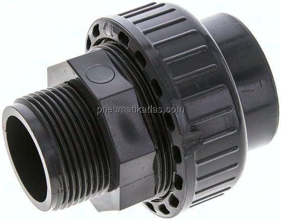 Klebe-/Gewindeverschraubung, PVC-U/ FKM, 40mmxG 1-1/4" AG