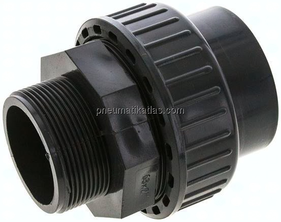 Klebe-/Gewindeverschraubung, PVC-U/ FKM, 63mmxG 2" AG