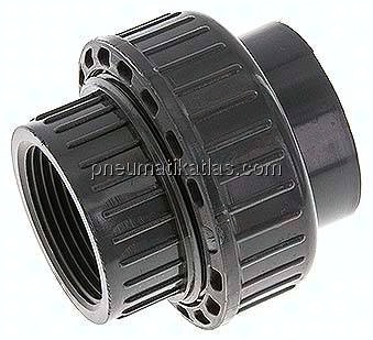 Klebe-/Gewindeverschraubung, PVC-U/ FKM, 40mmxRp 1-1/4" IG