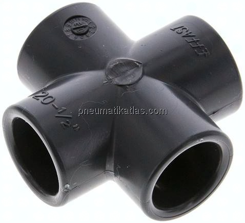 Klebemuffen-Kreuzstück, PVC-U, 20mm