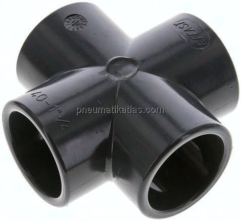 Klebemuffen-Kreuzstück, PVC-U, 40mm