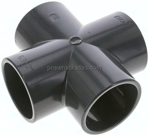 Klebemuffen-Kreuzstück, PVC-U, 63mm