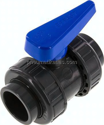 Klebemuffen-Kugelhahn, PVC-U / EPDM, 40mm (Wasserausf.)