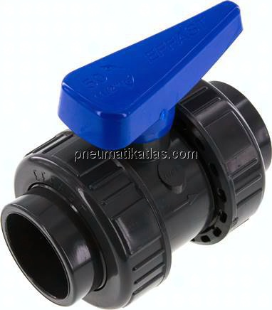 Klebemuffen-Kugelhahn, PVC-U / EPDM, 50mm (Wasserausf.)
