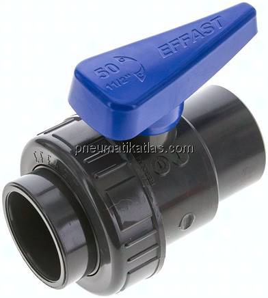 Einring-Klebemuffen-Kugelhahn, PVC-U, 50mm (Wasserausf.)