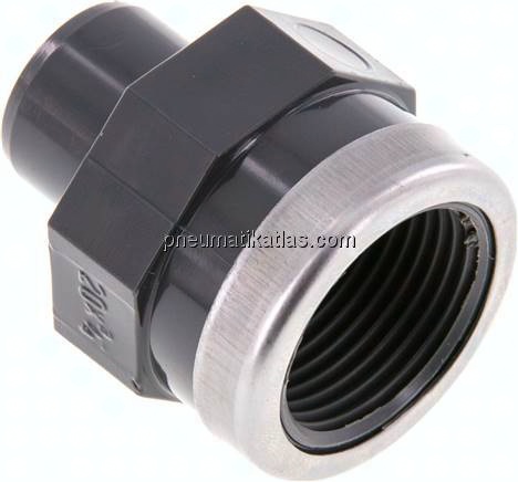 Klebe-Übergangsmuffennippel, PVC-U, 20mmxRp 3/4" IG