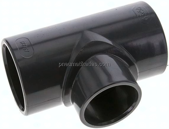Klebemuffen-T-Stück, reduziert, PVC-U, 63x50x63mm