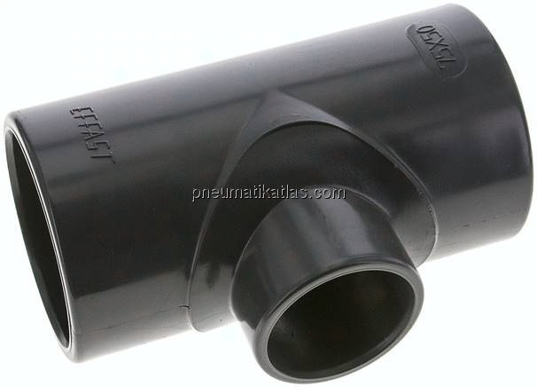 Klebemuffen-T-Stück, reduziert, PVC-U, 75x50x75mm