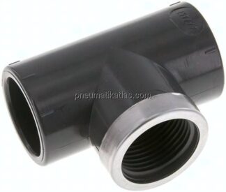 Klebe-Gewinde-T-Stück, PVC-U, 32mmxRp 1" IGx32mm