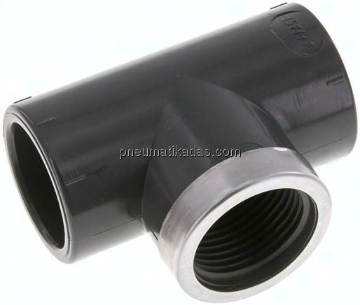 Klebe-Gewinde-T-Stück, PVC-U, 32mmxRp 1" IGx32mm