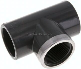 Klebe-Gewinde-T-Stück, PVC-U, 40mmxRp 1-1/4" IGx40mm