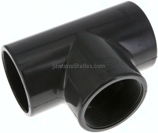 Klebe-Gewinde-T-Stück, PVC-U, 75mmxRp 2-1/2" IGx75mm