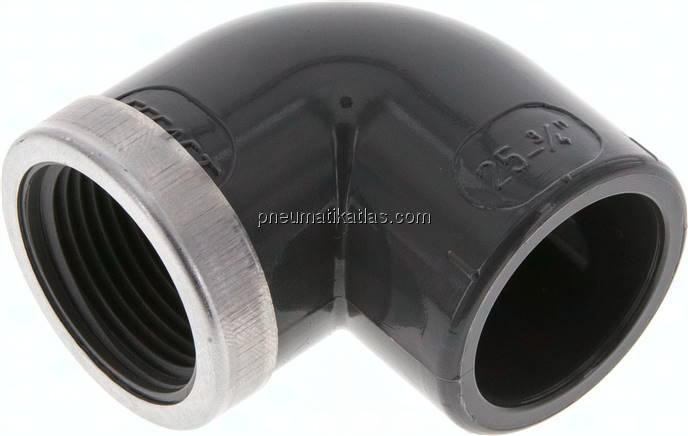 90°-Klebe-Gewindewinkel, PVC-U, 25mmxRp 3/4" IG