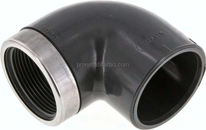 90°-Klebe-Gewindewinkel, PVC-U, 50mmxRp 1-1/2" IG
