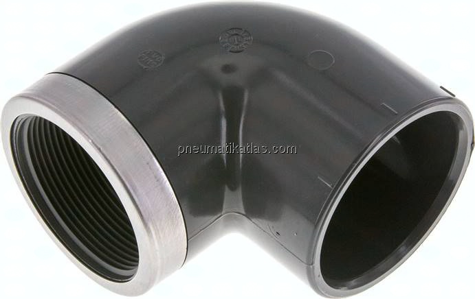 90°-Klebe-Gewindewinkel, PVC-U, 63mmxRp 2" IG