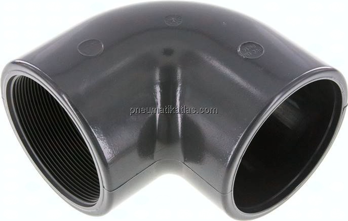 90°-Klebe-Gewindewinkel, PVC-U, 90mmxRp 3" IG