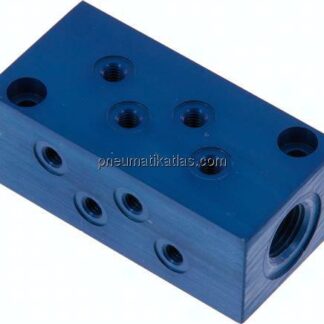 Verteilerleiste 2x G 1/4"-8x M 5, Aluminium