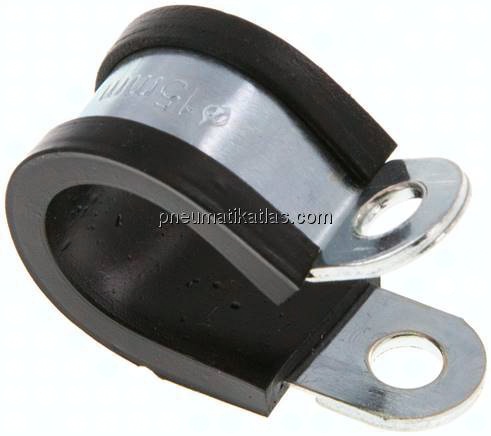 Gummiprofilierte Rohrschelle 15mm, DIN 3016-1