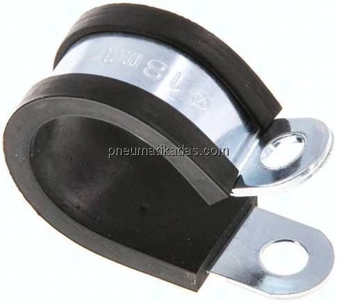 Gummiprofilierte Rohrschelle 18mm, DIN 3016-1