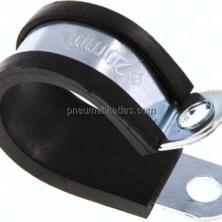 Gummiprofilierte Rohrschelle 20mm, DIN 3016-1