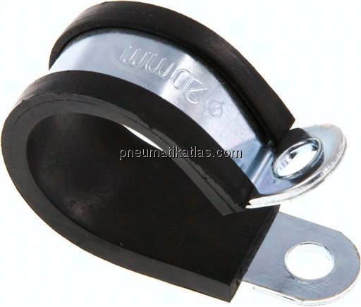 Gummiprofilierte Rohrschelle 20mm, DIN 3016-1