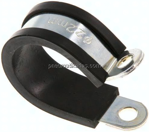 Gummiprofilierte Rohrschelle 22mm, DIN 3016-1