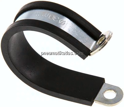 Gummiprofilierte Rohrschelle 30mm, DIN 3016-1