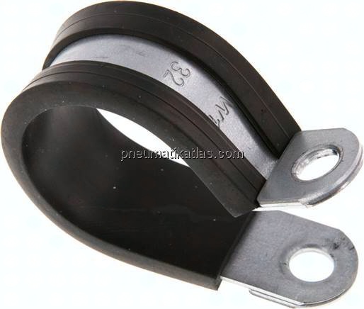 Gummiprofilierte Rohrschelle 32mm, DIN 3016-1