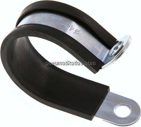 Gummiprofilierte Rohrschelle 40mm, DIN 3016-1