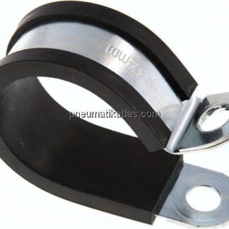 Gummiprofilierte Rohrschelle 42mm, DIN 3016-1