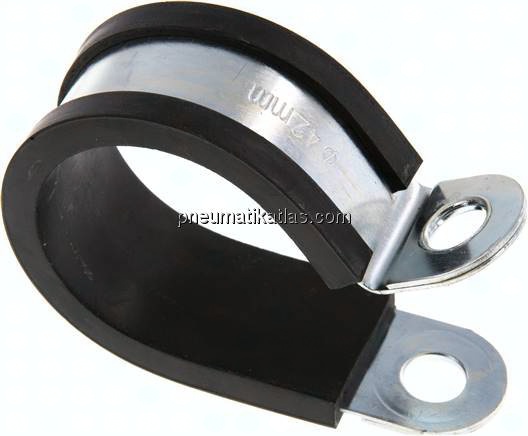 Gummiprofilierte Rohrschelle 42mm, DIN 3016-1