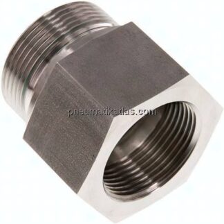 Hydraulik-Reduzierung G 1-1/2"(AG)-G 1-1/4"(IG), 1.4571, FKM-Dichtung