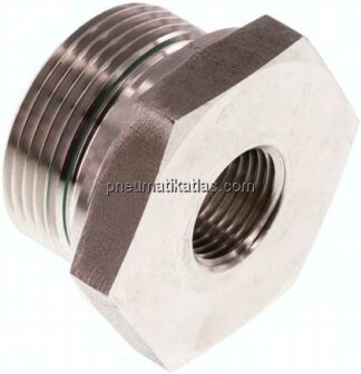 Hydraulik-Reduzierung G 1-1/4"(AG)-G 1/2"(IG), 1.4571, FKM-Dichtung