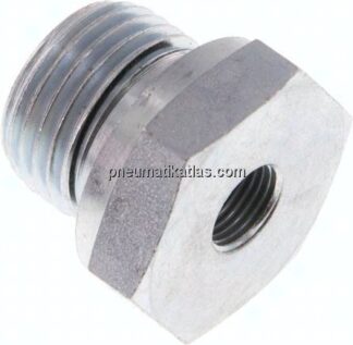 Hydraulik-Reduzierung G 1/2"(AG)-G 1/8"(IG), Stahl verzinkt, NBR-Dichtung