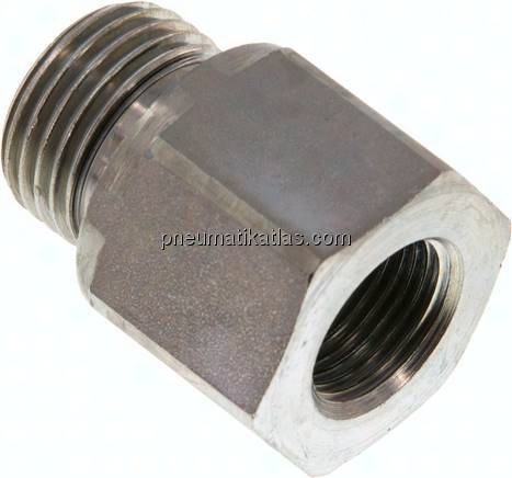 Hydraulik-Reduzierung G 1/2"(AG)-G 3/8"(IG), Stahl verzinkt, NBR-Dichtung