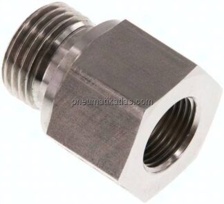 Hydraulik-Reduzierung G 1/2"(AG)-G 3/8"(IG), 1.4571, FKM-Dichtung