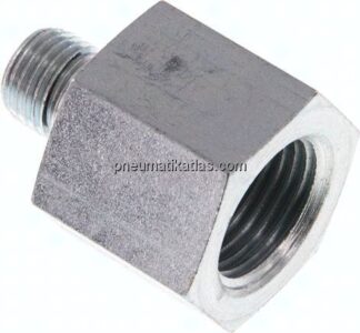 Hydraulik-Reduzierung G 1/4"(AG)-G 1/2"(IG), Stahl verzinkt, NBR-Dichtung