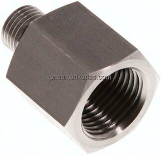 Hydraulik-Reduzierung G 1/4"(AG)-G 1/2"(IG), 1.4571, FKM-Dichtung
